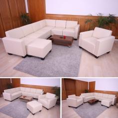 Modular Sofa-System Couch-Garnitur Lyon 6-2, Kunstleder ~ creme