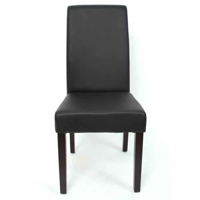 6er-Set Esszimmerstuhl Küchenstuhl Stuhl M37 ~ Kunstleder matt, schwarz, dunkle Füße
