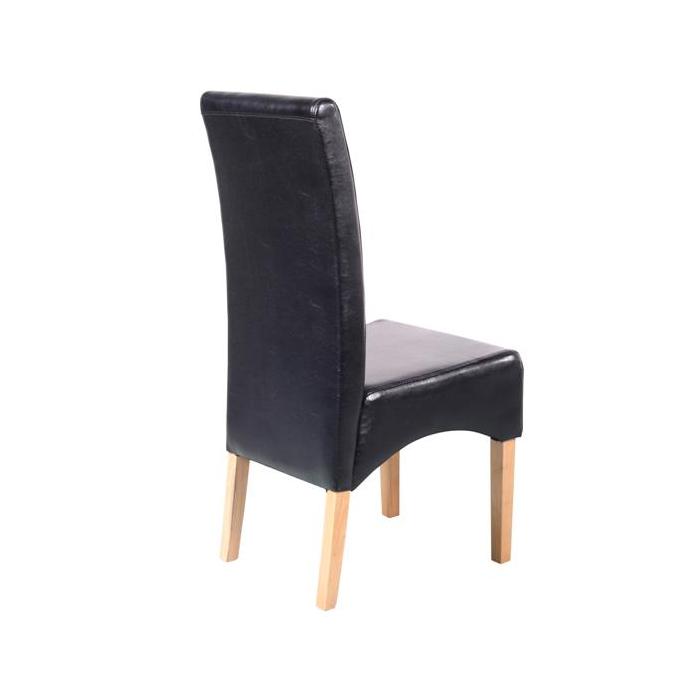 6x Esszimmerstuhl Küchenstuhl Stuhl Latina, LEDER ~ schwarz,helle Beine