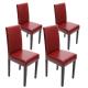 4x Esszimmerstuhl Stuhl Küchenstuhl Littau ~ Leder, rot dunkle Beine
