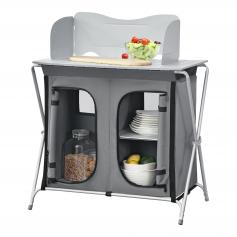Campingschrank HLO-PX11 mit Arbeitsplatte und Windschutz Dunkelgrau ~ 80x50,5x104,5cm