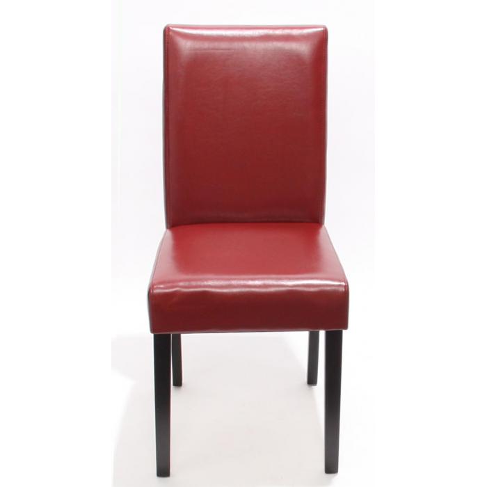 4er-Set Esszimmerstuhl Stuhl Kchenstuhl Littau FSC-zertifiziert ~ Kunstleder, rot dunkle Beine