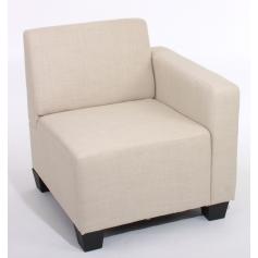 Modular Seitenteil rechts, Sessel mit Armlehne Lyon Stoff/Textil ~ creme
