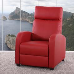 B-Ware (Holz eingebrochen SK2) |Fernsehsessel Relaxsessel Liege Sessel Denver, Kunstleder ~ rot