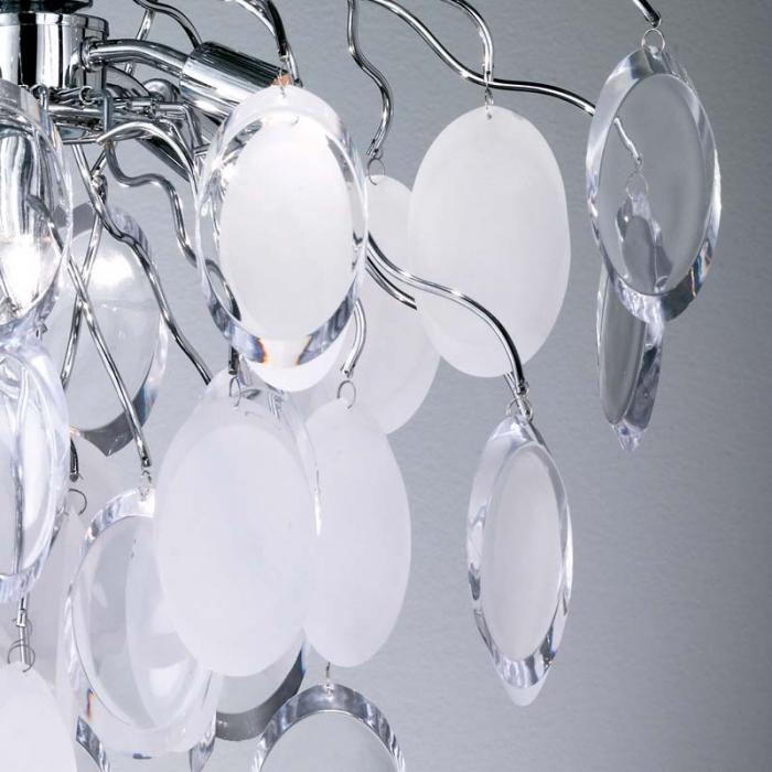 Reality|Trio ECO Deckenleuchte Deckenlampe, chrom mit Acrylbehang weiß/klar