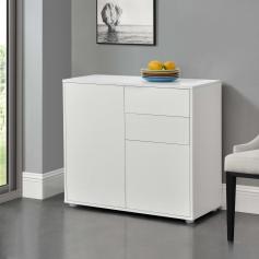 Sideboard HLO-PX23 74x79x36 cm mi Schubladen und Schranktren ~ Wei Matt
