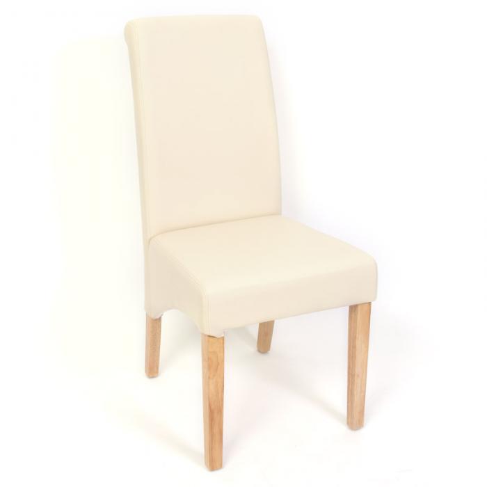 Esszimmergarnitur Garnitur M37, Bank und 2 Stühle Kunstleder ~ 120x43x49 cm creme, helle Beine