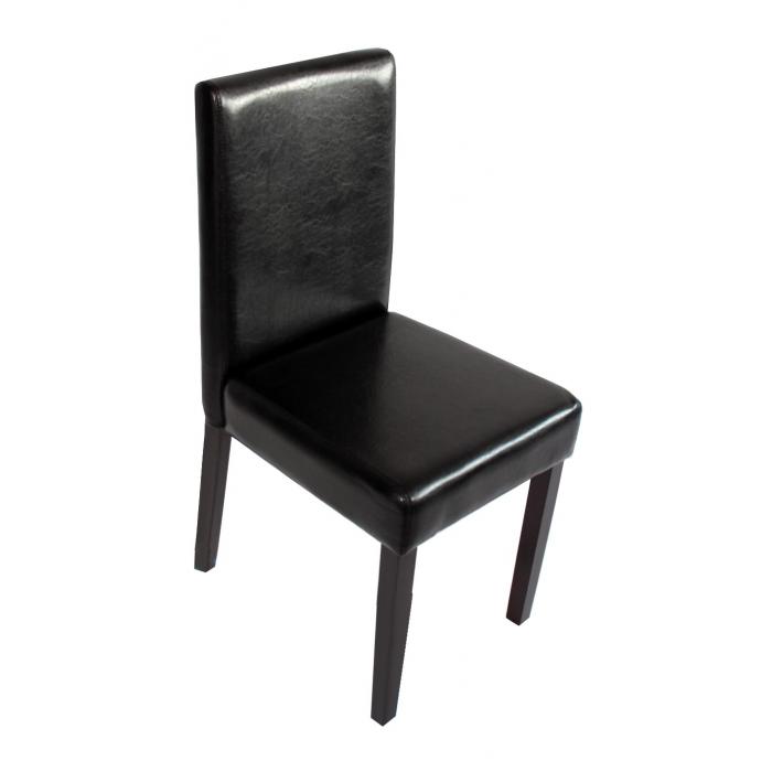 6er-Set Esszimmerstuhl Stuhl Küchenstuhl Littau ~ Kunstleder, schwarz, dunkle Beine