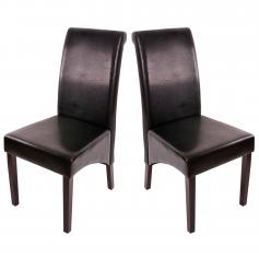 2er-Set Esszimmerstuhl Küchenstuhl Stuhl M37 ~ Leder, schwarz, dunkle Füße