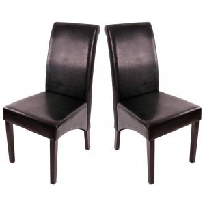 2x Esszimmerstuhl Küchenstuhl Stuhl M37 ~ Leder, schwarz, dunkle Füße