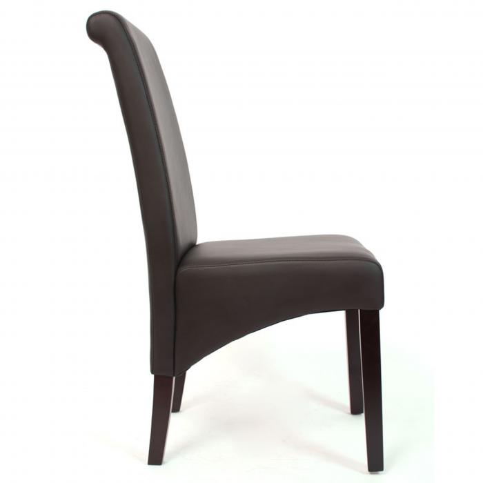 2x Esszimmerstuhl Küchenstuhl Stuhl M37 ~ Kunstleder matt, braun, dunkle Füße
