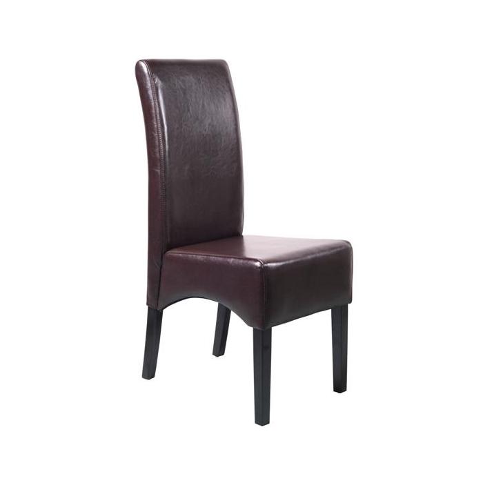 6x Esszimmerstuhl Küchenstuhl Stuhl Latina, LEDER ~ braun, dunkle Beine