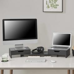 Monitorstnder HLO-PX13 mit 2 Schubladen 60x22x11cm ~ Dunkelgrau