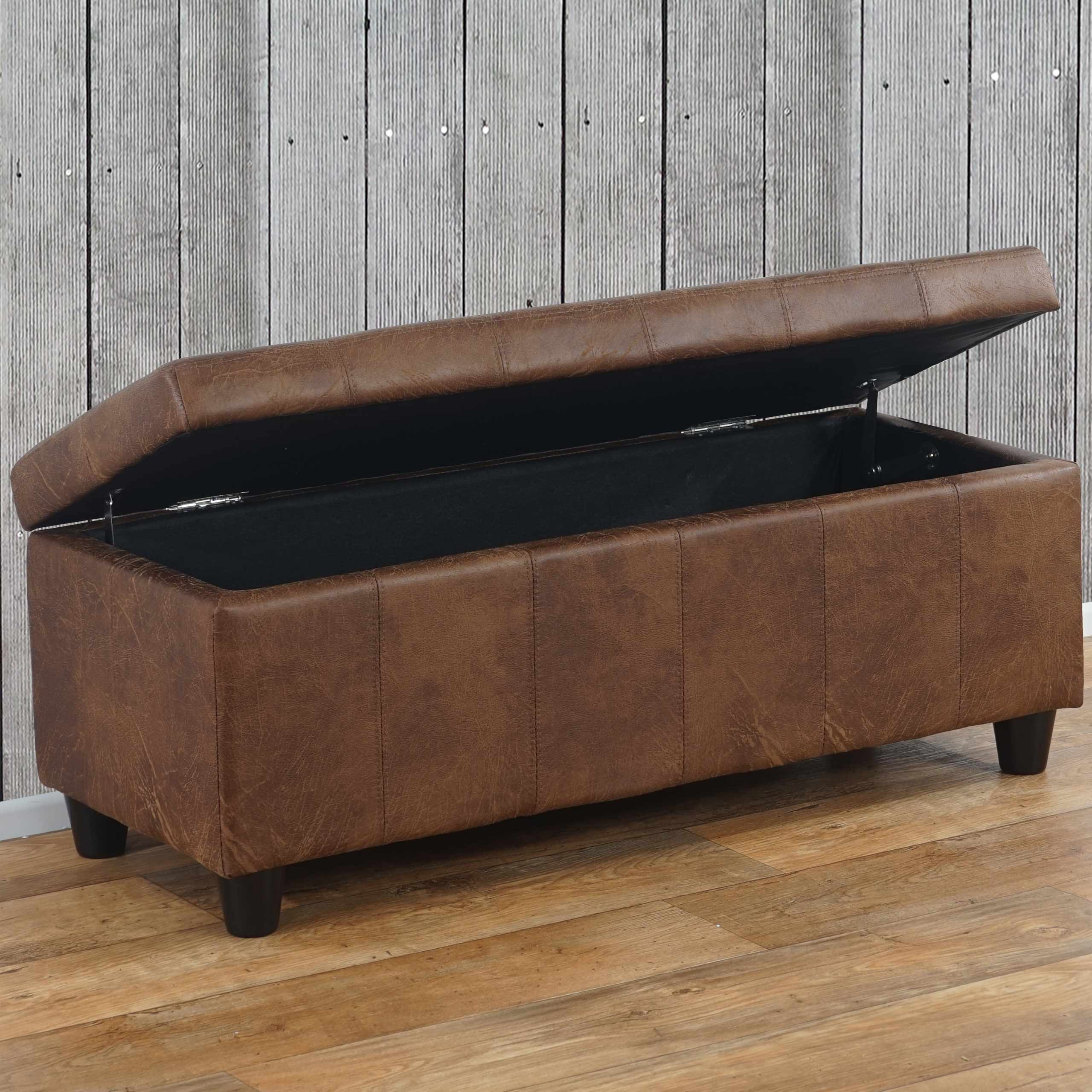 Banc/banquette/coffre de rangement kriens, 112x45x45cm, similicuir ...