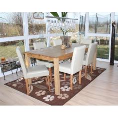 6er-Set Esszimmerstuhl Stuhl Kchenstuhl Littau ~ Leder, creme, helle Beine