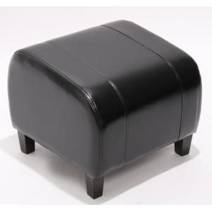 Hocker Sitzwürfel Sitzhocker Emmen, Leder + Kunstleder, 37x45x47 cm ~ schwarz