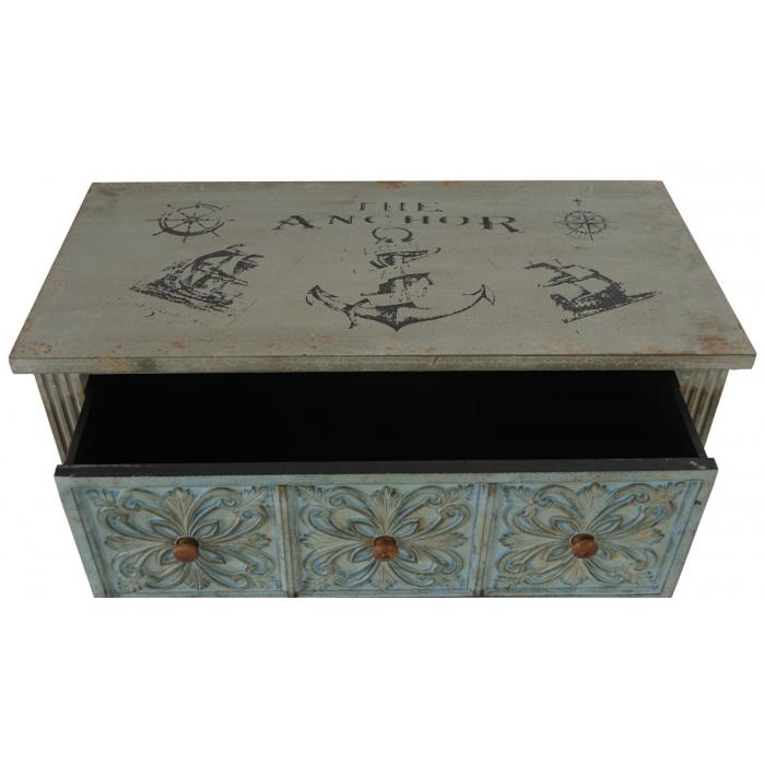 Kommode Aveiro Sideboard Schrank Shabby-Look, Vintage, 80x79x40cm