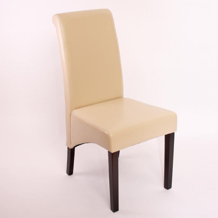 6er-Set Esszimmerstuhl Küchenstuhl Stuhl M37 ~ Leder, creme, dunkle Füße