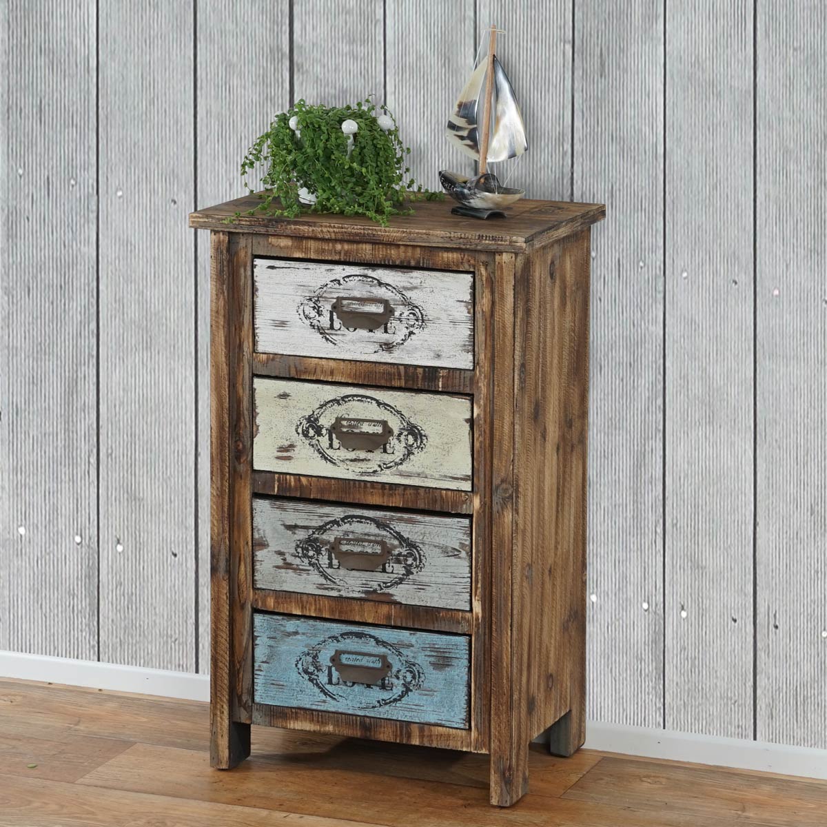 Kommode Cadiz Schubladenkommode Schrank Shabby Look Vintage 79x48x33cm