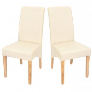 2x Esszimmerstuhl Küchenstuhl Stuhl M37 ~ Kunstleder matt, creme, helle Füße