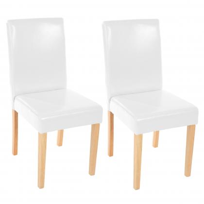 2er-Set Esszimmerstuhl Stuhl Kchenstuhl Littau ~ Kunstleder, wei, helle Beine