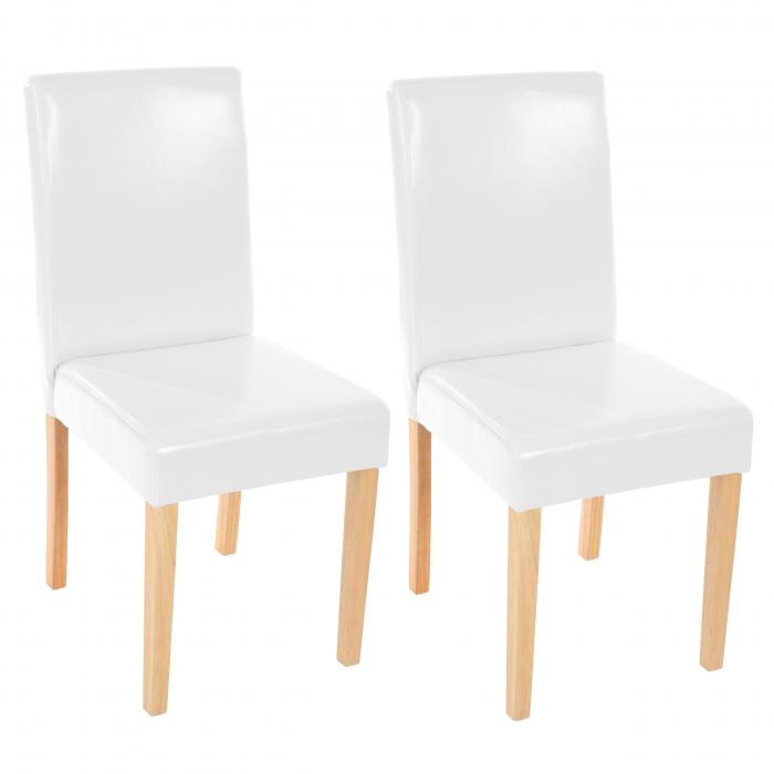 2er-Set Esszimmerstuhl Stuhl Küchenstuhl Littau ~ Kunstleder, weiß, helle Beine