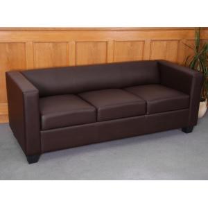 3er Sofa Couch Loungesofa Lille ~ Kunstleder, coffee