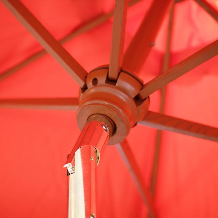 Holz-Sonnenschirm Gartenschirm Marktschirm Florida 3m, stabil, neigbar, Kurbel ~ terracotta