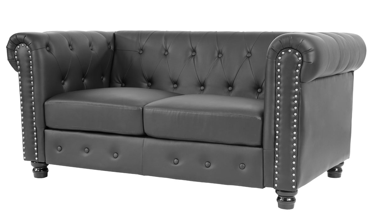 Luxus 2er Sofa Loungesofa Couch Chesterfield Kunstleder 160cm