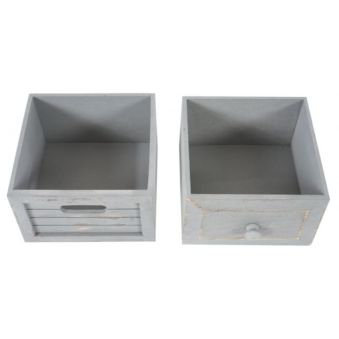 Kommode T18, Schubladenschrank Schrank, 4 Schubladen, 74x30x25cm Shabby-Look Vintage ~ grau