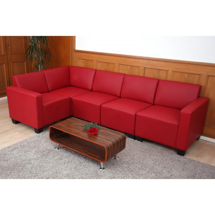 Kunstleder rot Modular Sofa Couch System Lyon Sessel Ottomane Eckteil 