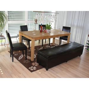Garnitur Sitzgruppe Bank mit Aufbewahrung Kriens XXL+4 Sthle Littau, Kunstleder/Leder FSC-zertifiziert ~ schwarz