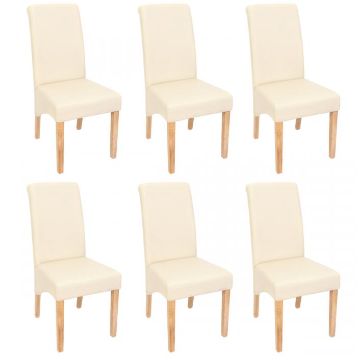 6er-Set Esszimmerstuhl Küchenstuhl Stuhl M37 ~ Kunstleder matt, creme, helle Füße