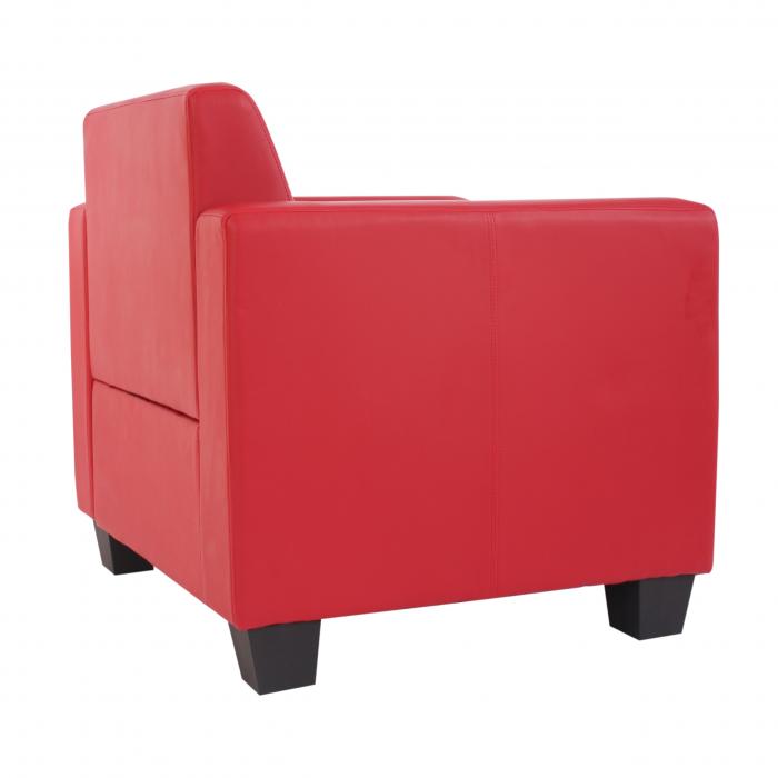 Modular Sessel Loungesessel mit Ottomane Lyon, Kunstleder ~ rot