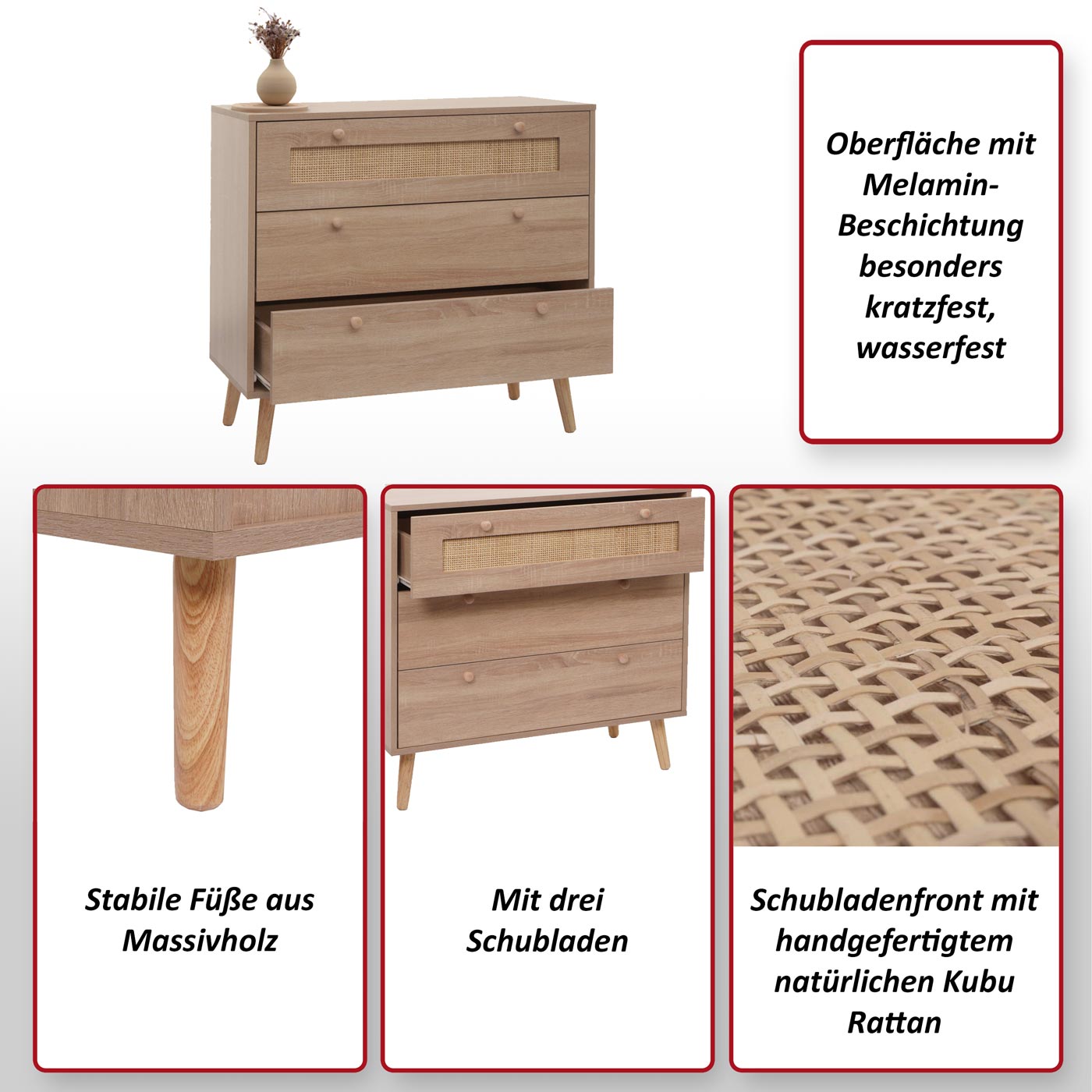 Schubladenkommode HWC-M39 Funktionsbild