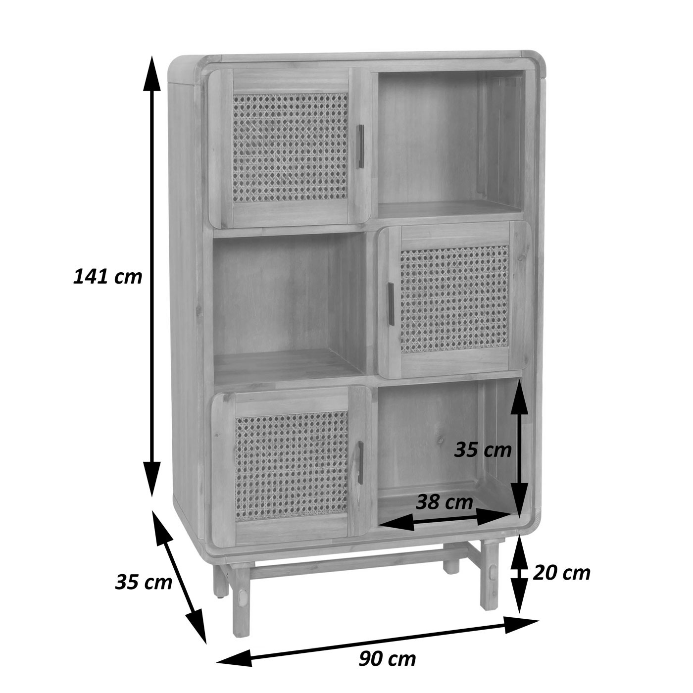 Highboard HWC-M47 Bemassung