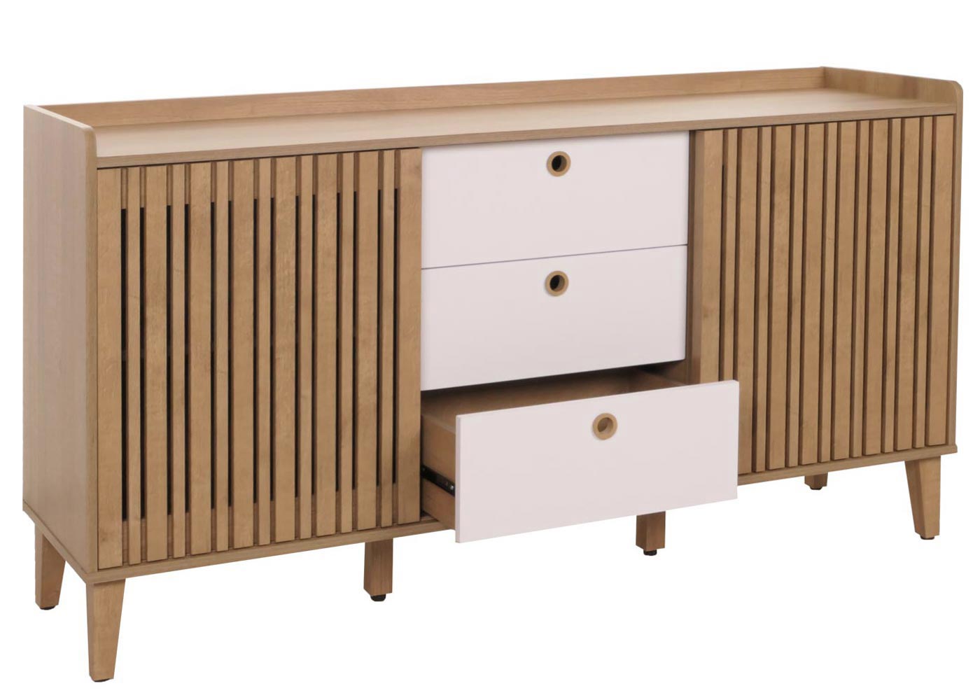 Sideboard HWC-M48 Gesamt mit geffneter Schublade