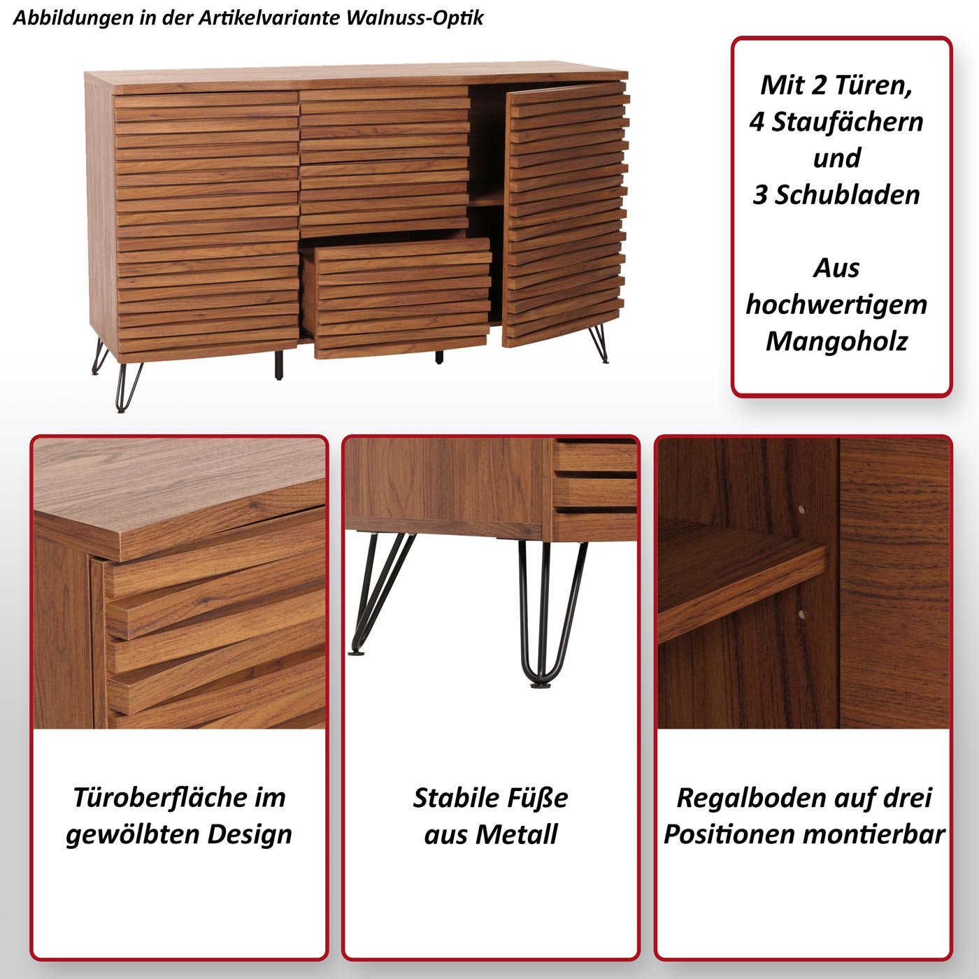 Sideboard HWC-M49 Funktionsbild