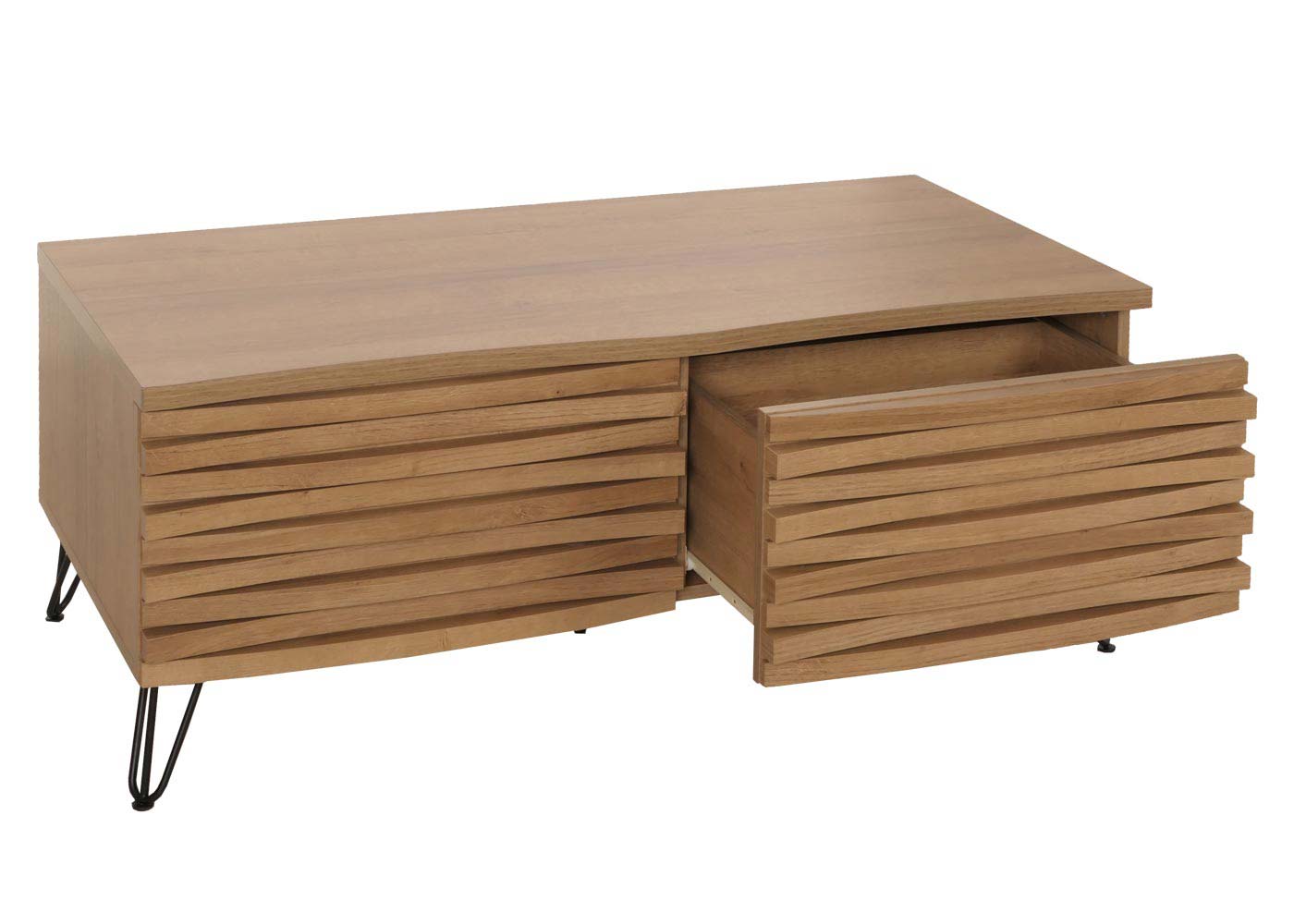 Couchtisch HWC-M49 Gesamt mit geffneter Schublade