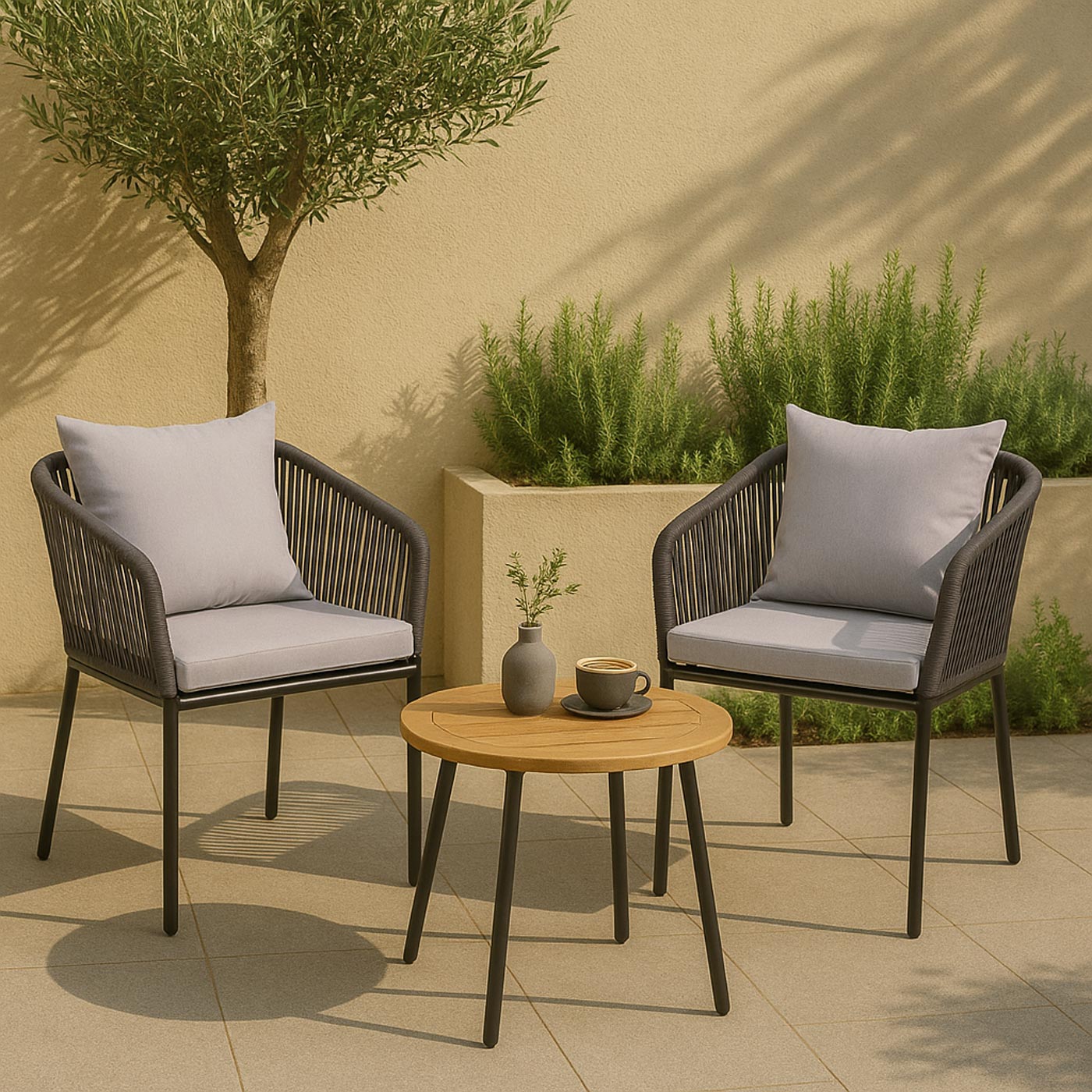 2er-Set Gartenstuhl HWC-N41 Ambiente