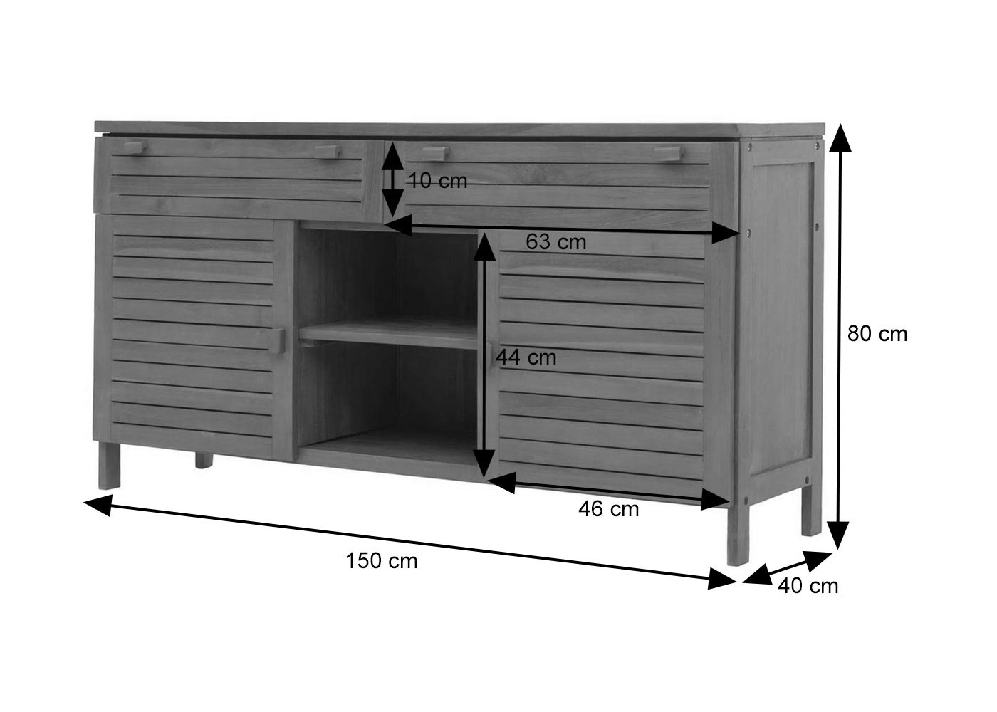 Teak-Hochschrank HWC-M84 Bemaung
