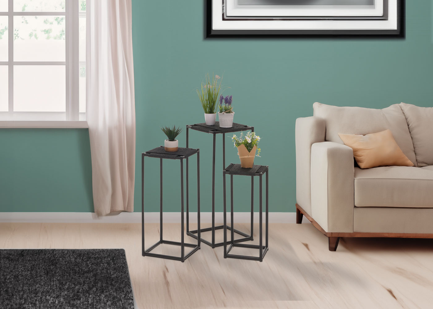 Ambientebild 3er-Set Blumentische HWC-N70