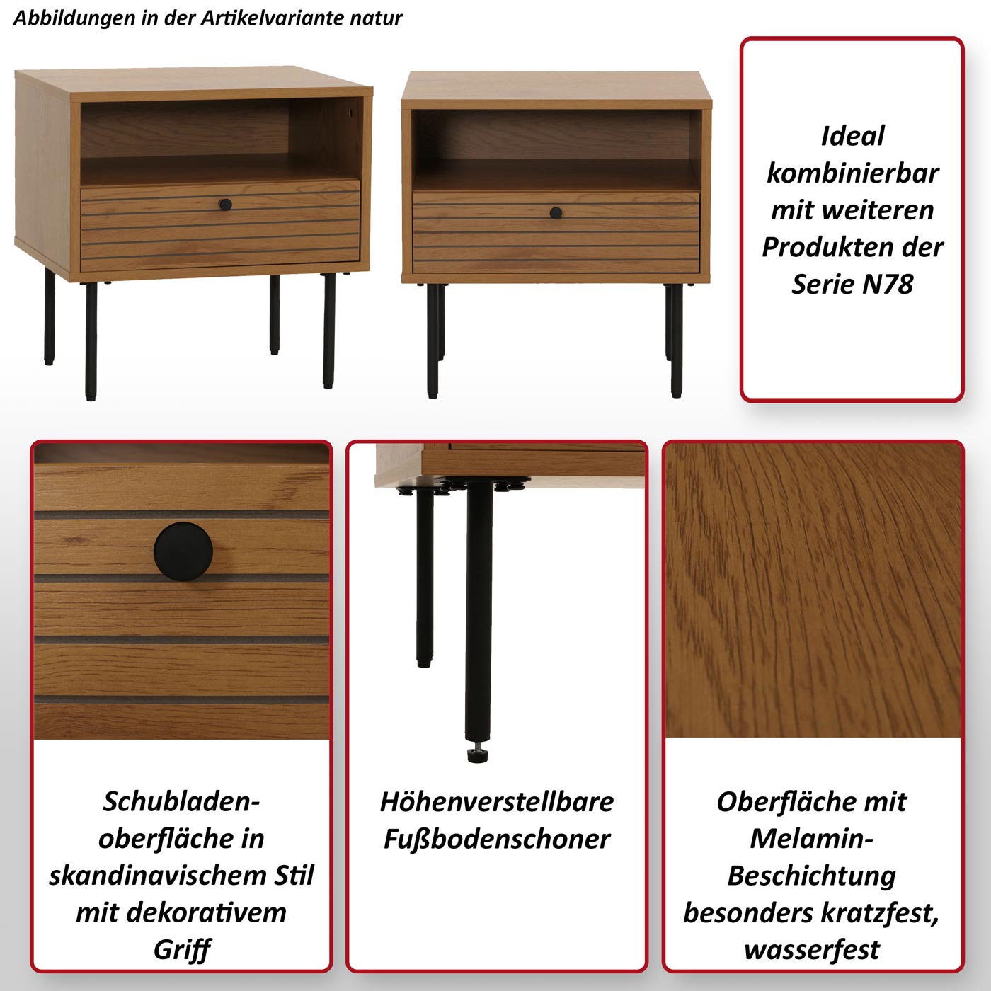 Nachttisch HWC-N78 Ambiente