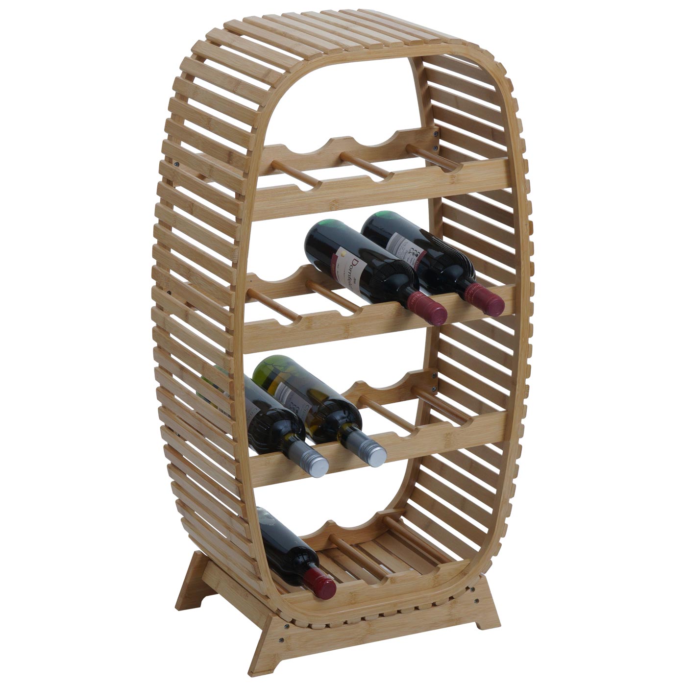 Bambus Weinregal HWC-N85 mit Flaschen