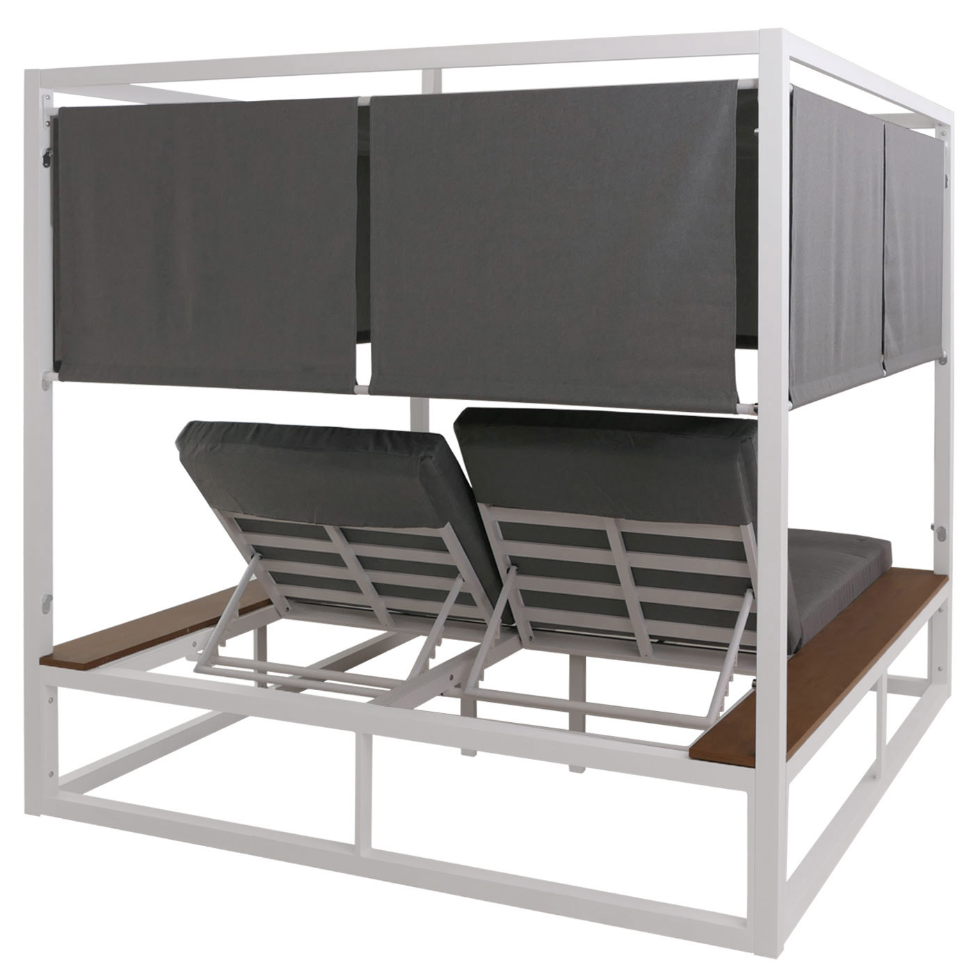 Aluminium Lounge-Gartenliege HWC-M63b Rückansicht