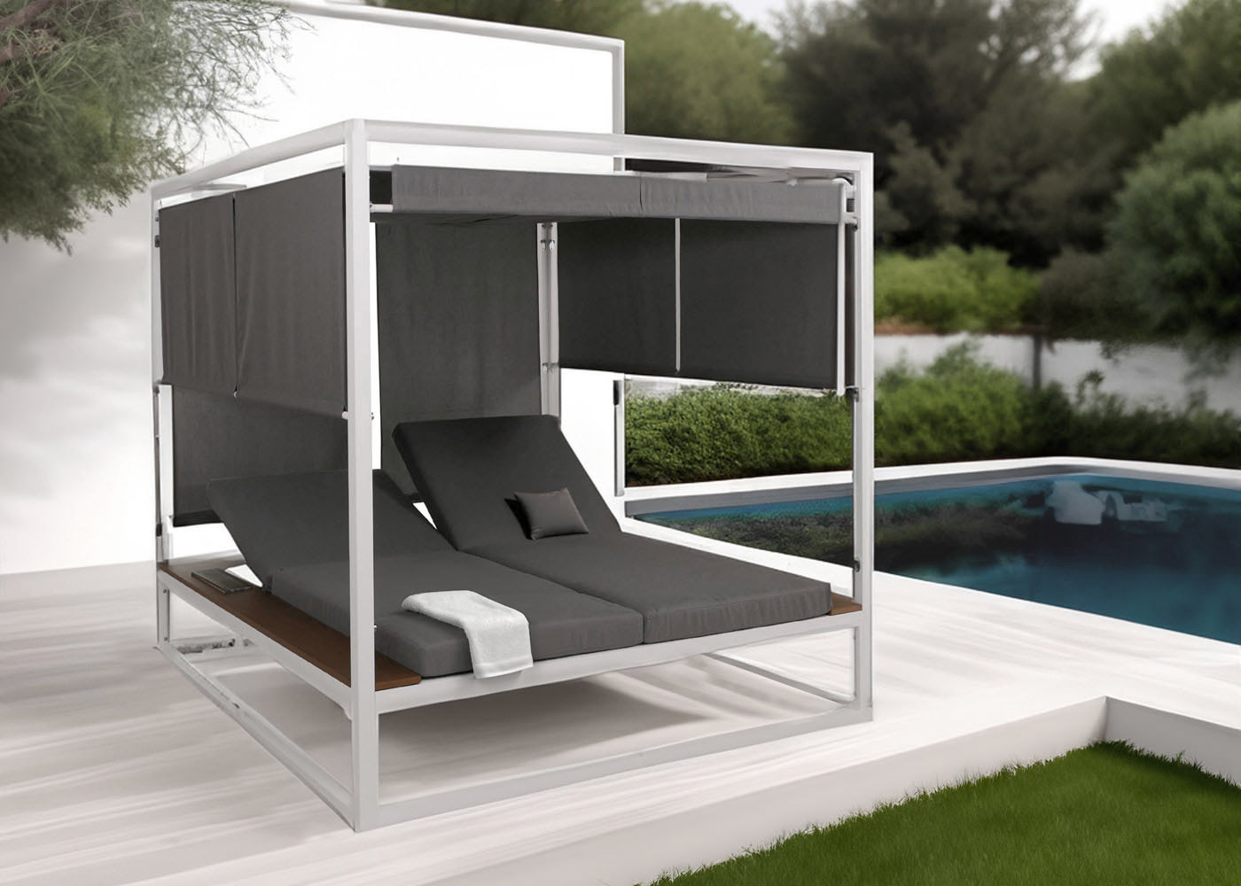Aluminium Lounge-Gartenliege HWC-M63b Ambiente