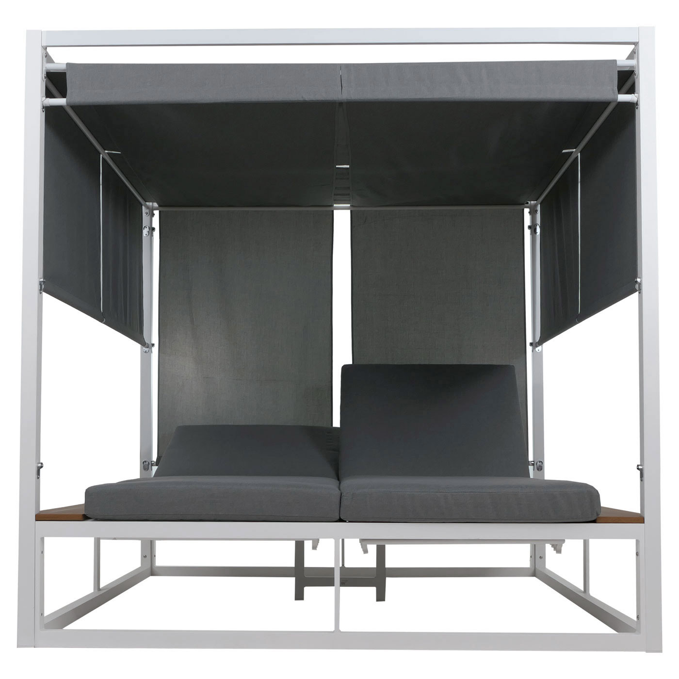 Aluminium Lounge-Gartenliege HWC-M63b Frontansicht von unten