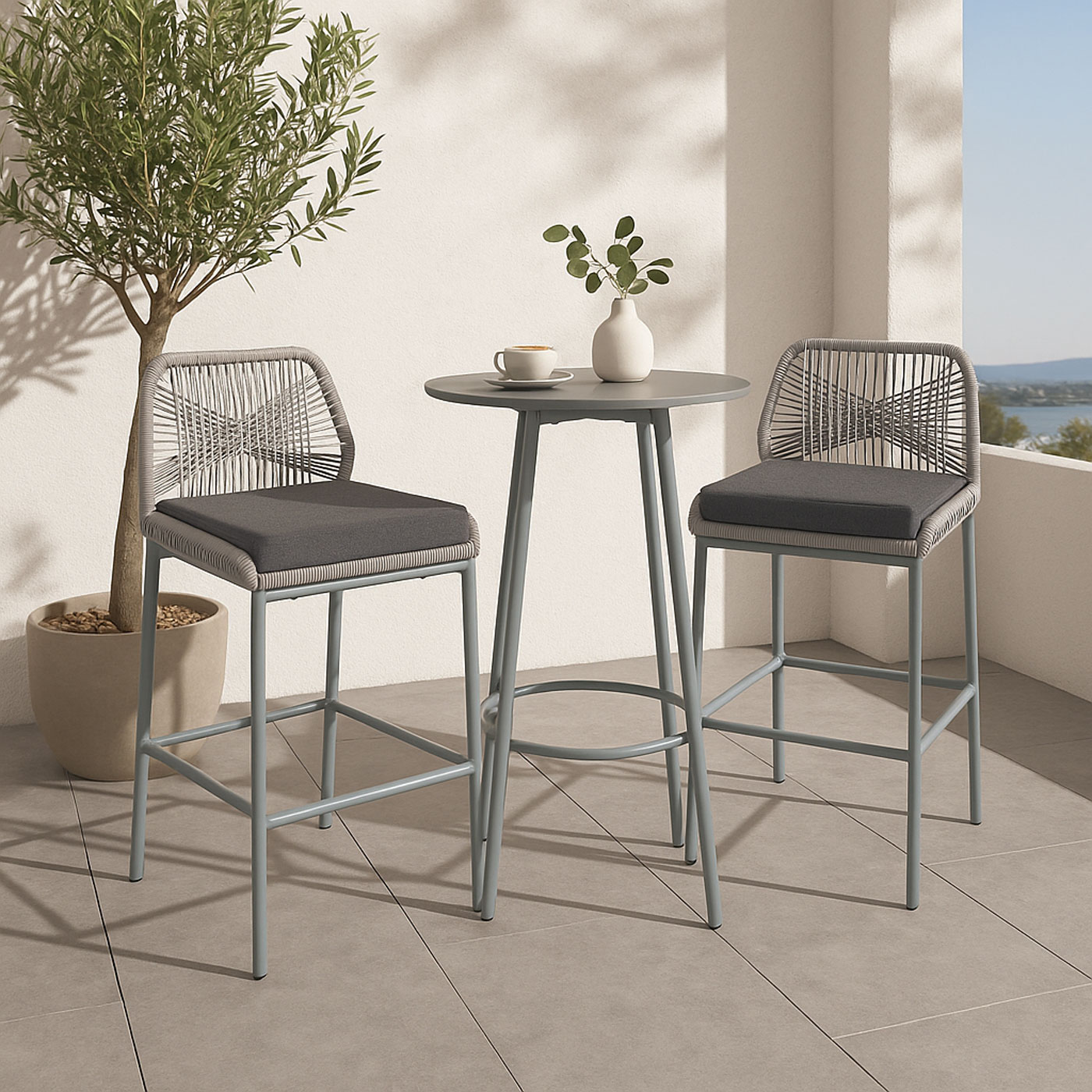2x Rope-Barhocker HWC-O21 Ambiente