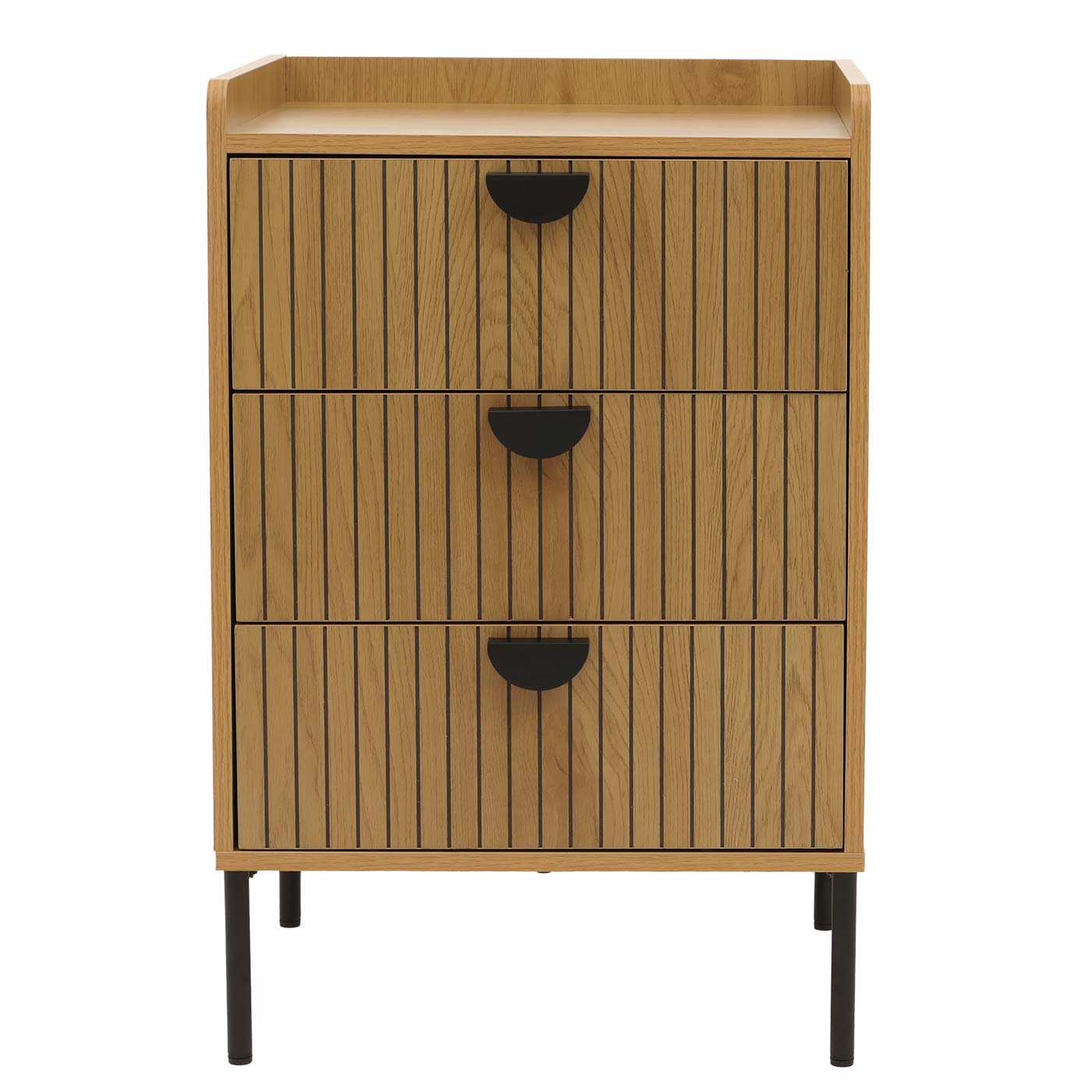 Kommode HWC-O39 3 Schubladen natur Frontansicht
