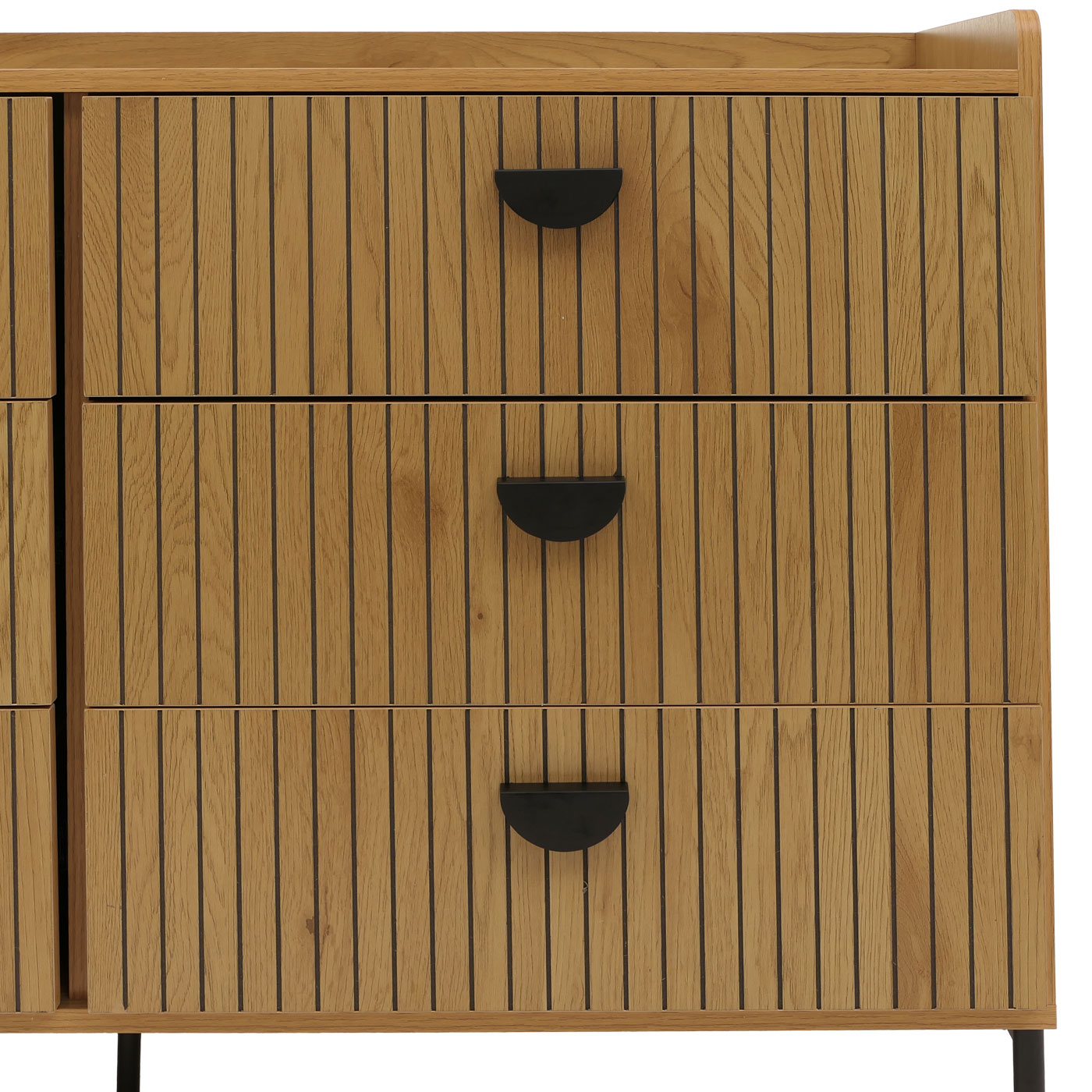Kommode HWC-O39 Detailbild geschlossene Schubladen frontal